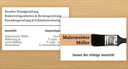 Visitenkartenbeispiel für Malermeister Müller